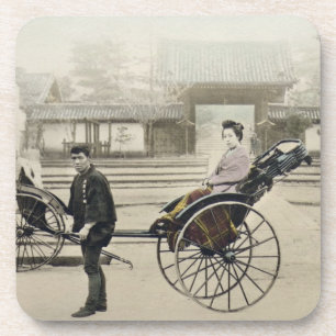 "Jinrikisha" vor einem Tempel, c.1880 (Hand Co Getränkeuntersetzer