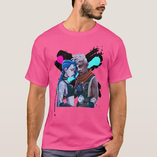 Jinx Ekko Arcane Movies Riot League of Legends T-Shirt (Vorderseite)