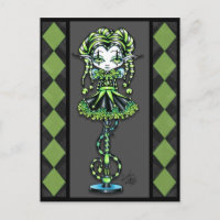 Jinxy Harlequin Pixie Stick Jester Fee Postcard