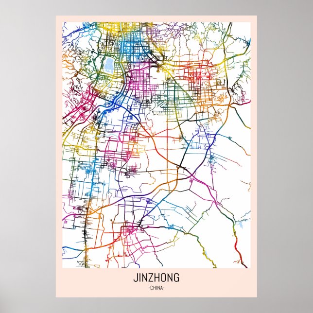 Jinzhong China City Map Poster (Vorne)