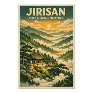 Jirisan-Berg, Südkorea, in klassischem Retro-Stil Poster