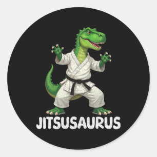 Jitsusaurus Dinosaur Karate Kampfsport Spaß Enthus Runder Aufkleber