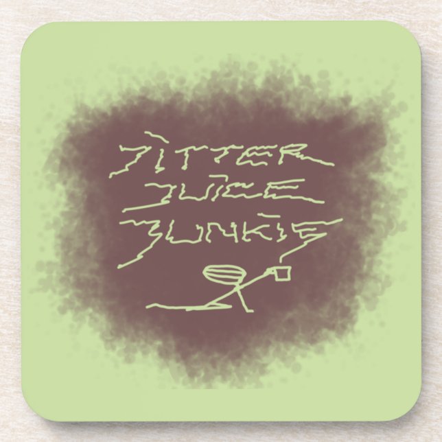 Jitter Juice Junkie - Kaffeekunst auf Grün. Getränkeuntersetzer (Vorderseite)