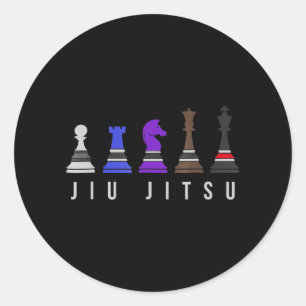 jiu jitsu Ausbildung Schach, Geschenk bjj mit Text Runder Aufkleber