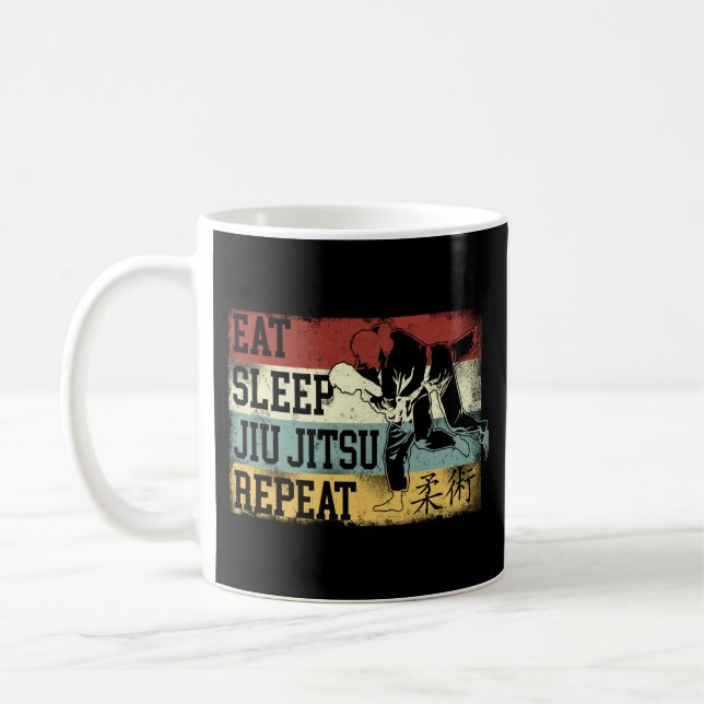 Jiu Jitsu Bjj Eat Sleep Jiu Jitsu Repeat Retro Kaffeetasse (Links)