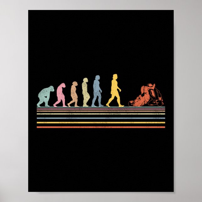 Jiu Jitsu Bjj Jiu Jitsu Evolution Evolution Retro Poster (Vorne)