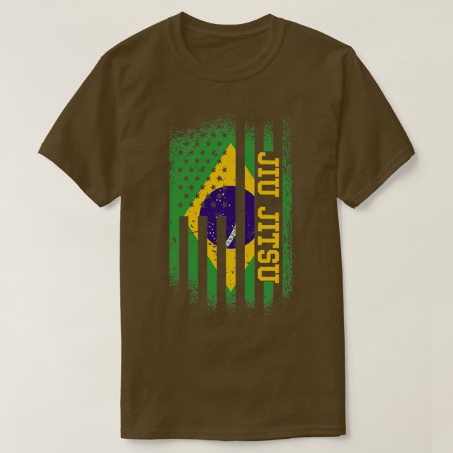 Jiu Jitsu Brasilian und amerikanische Flagge Brasi T-Shirt (Design vorne)