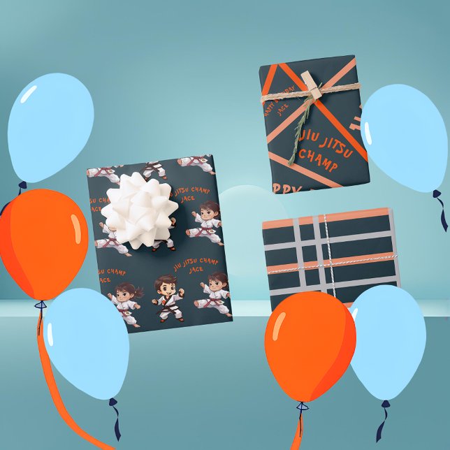Jiu Jitsu Champ Birthday Wrapping Paper Set 3 Geschenkpapier Set (Von Creator hochgeladen)