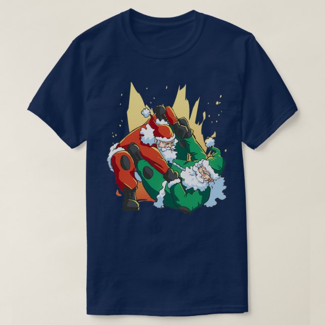 Jiu Jitsu Christmas BJJ Grappling Santa Claus T-Shirt (Design vorne)