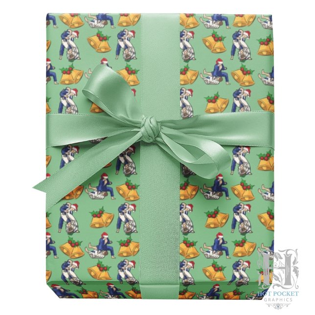 Jiu Jitsu Christmas Gift Wrapping Paper in Green Geschenkpapier (Von Creator hochgeladen)
