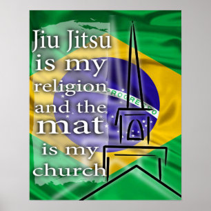 Jiu Jitsu est mon affiche brésilienne de drapeau
