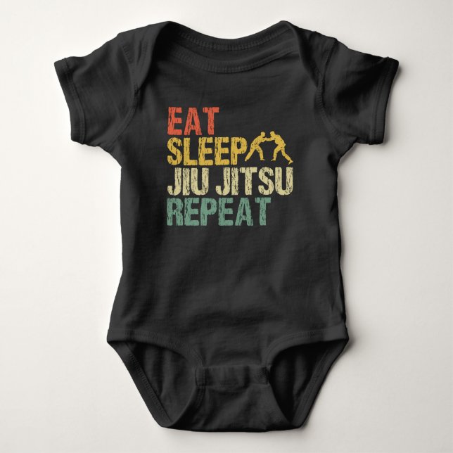Jiu Jitsu Fight Martial Arts Eat Sleep Retro gift Baby Strampler (Vorderseite)