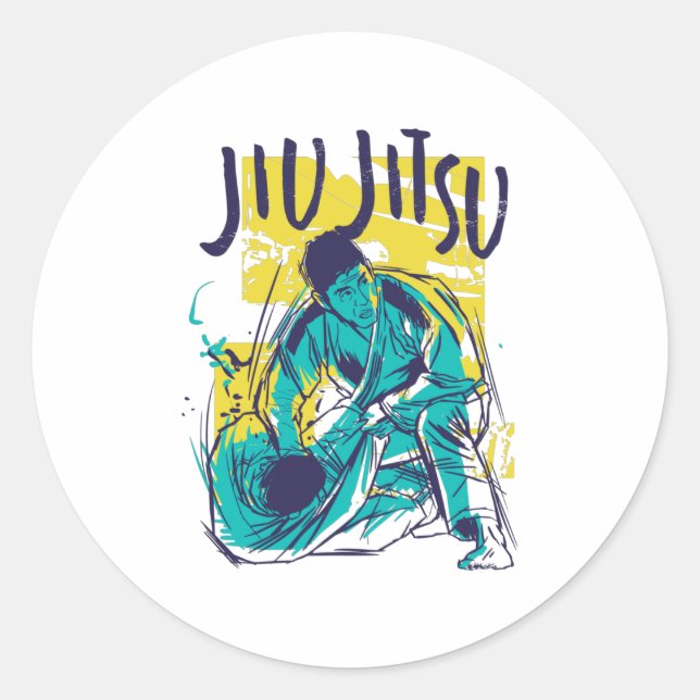 Jiu Jitsu Grunge Runder Aufkleber (Vorderseite)