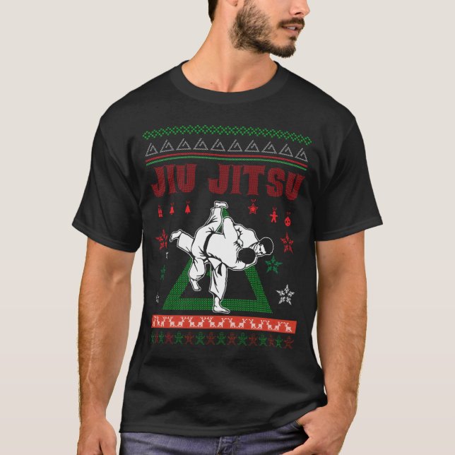 Jiu Jitsu hässliche Weihnachtsstrickjacke T-Shirt (Vorderseite)