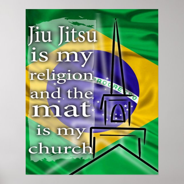 Jiu Jitsu ist meine Religion brasilianisches Flagg Poster (Vorne)