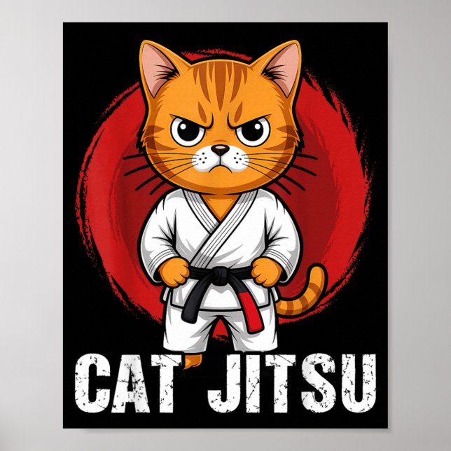 Jiu Jitsu Kawaii Katze Lustiges BJJ oder MMA Grapp Poster (Vorne)
