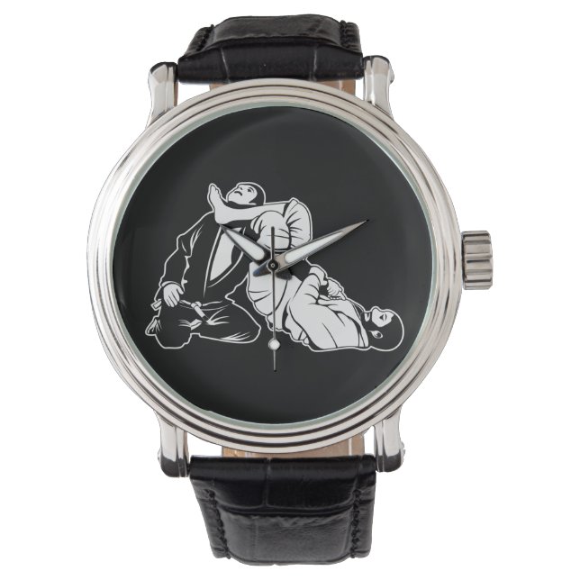 jiu jitsu martial art fighter fight vector armbanduhr (Vorderseite)