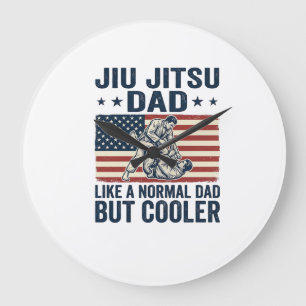 Jiu Jitsu Papa Vintage Flag Shirt Design_1 Große Wanduhr