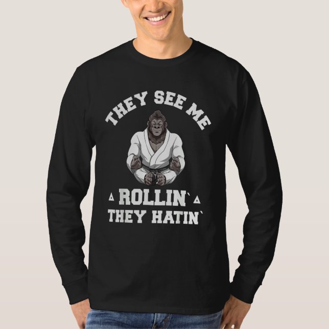 Jiu Jitsu Rollin   BJJ Grappling Gorilla T-Shirt (Vorderseite)