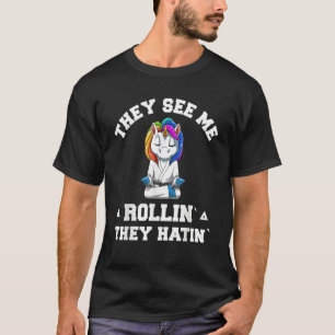 Jiu Jitsu Rollin BJJ Grappling Unicorn T-Shirt