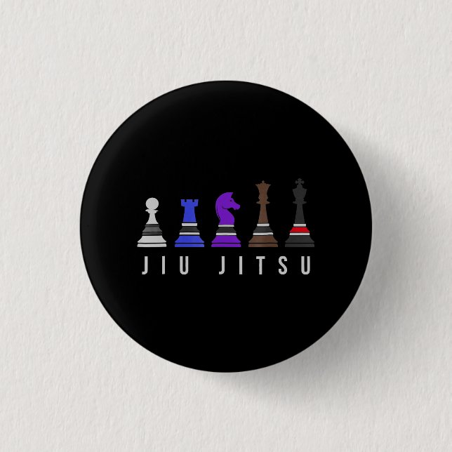 jiu jitsu training   chess, gift  bjj with text. button (Vorderseite)