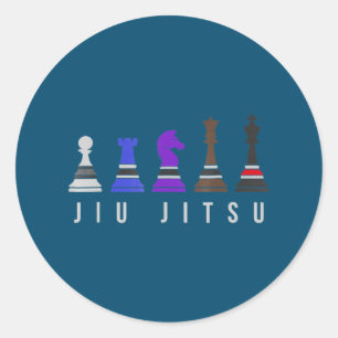 Jiu-Jitsu-Training Schach, Geschenk BJJ mit Tex Runder Aufkleber