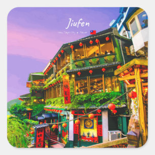 Jiufen, Taiwan - Antikes Teehaus Quadratischer Aufkleber