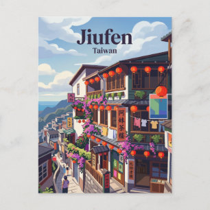 Jiufen Taiwan ist ein beliebtes Touristenziel, das Postkarte