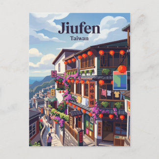 Jiufen Taiwan ist ein beliebtes Touristenziel, das Postkarte