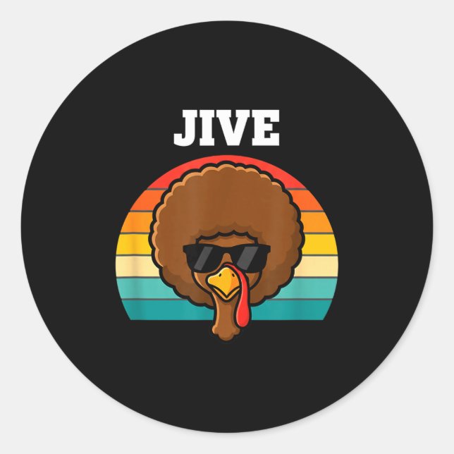 Jive Turkey Afro Retro 70s Thanksgiving Turkey Day Runder Aufkleber (Vorderseite)