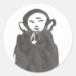 Jizo le moine dans les autocollants de méditation