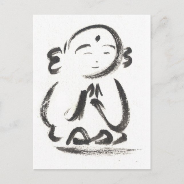 Jizo the Monk Postcard in Weiß Postkarte (Vorderseite)