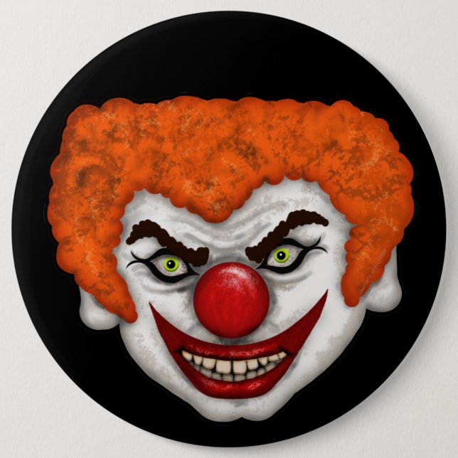 JJ, der Creepy Face Clown | Cherie's Art (c)2020 Button (Vorderseite)