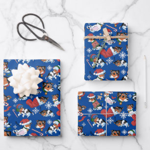 JJ Weihnachtsmuster_ Christmas_Blue Geschenkpapier Set