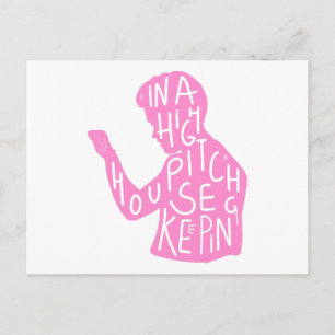 JJs Silhouette-Haushaltszitat in Pastellrosa Postkarte