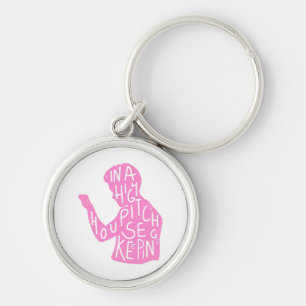 JJs Silhouette-Haushaltszitat in Pastellrosa Schlüsselanhänger