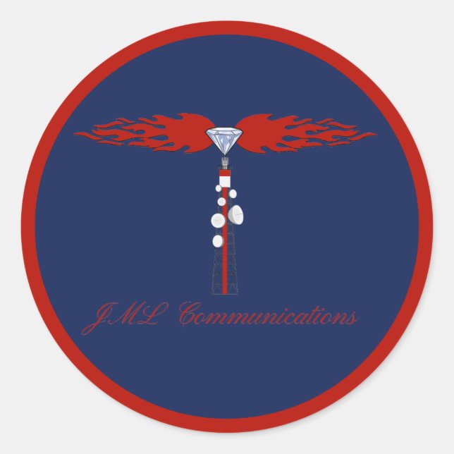 JML Communications Tower Logo Runder Aufkleber (Vorderseite)