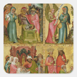 Joachims Opfer und Beschneidung Christi Quadratischer Aufkleber