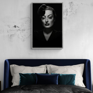 Joan Crawford Schwarzweiß, altes Vintage-Plakat Poster