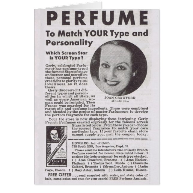 JOAN CRAWFORD Werbung für Parfüm (Vorne)