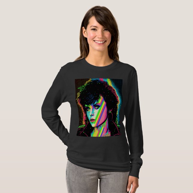 Joan Jett Homage Rock Star Rainbow Neon T - Shirt (Vorne ganz)