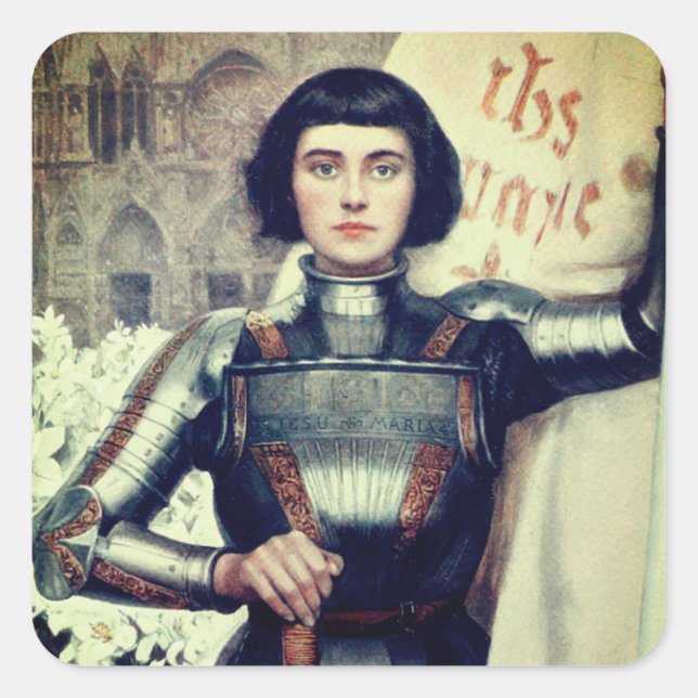 Joan of Arc (Albert Lynch Illustration) Quadratischer Aufkleber (Vorderseite)