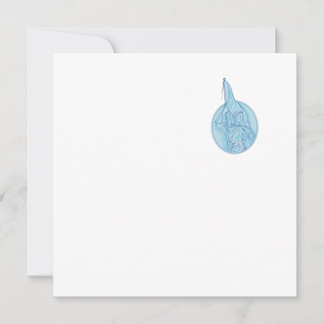 Joan of Arc Holding Flag Oval Zeichnend (Vorderseite)