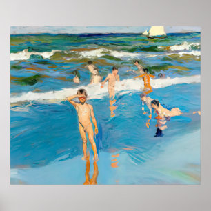 Joaquín Sorolla los niños en el mar playa Poster