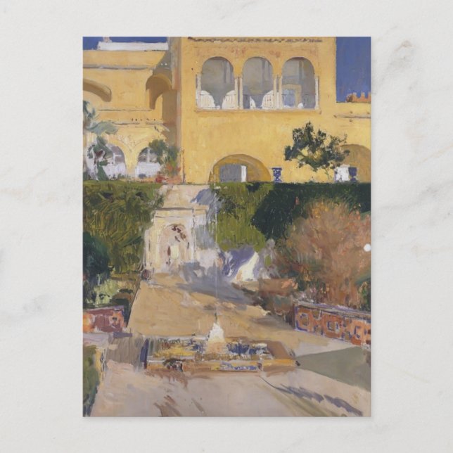 Joaquín Sorolla-Noon Sonne am Alcázar von Sevilla Postkarte (Vorderseite)