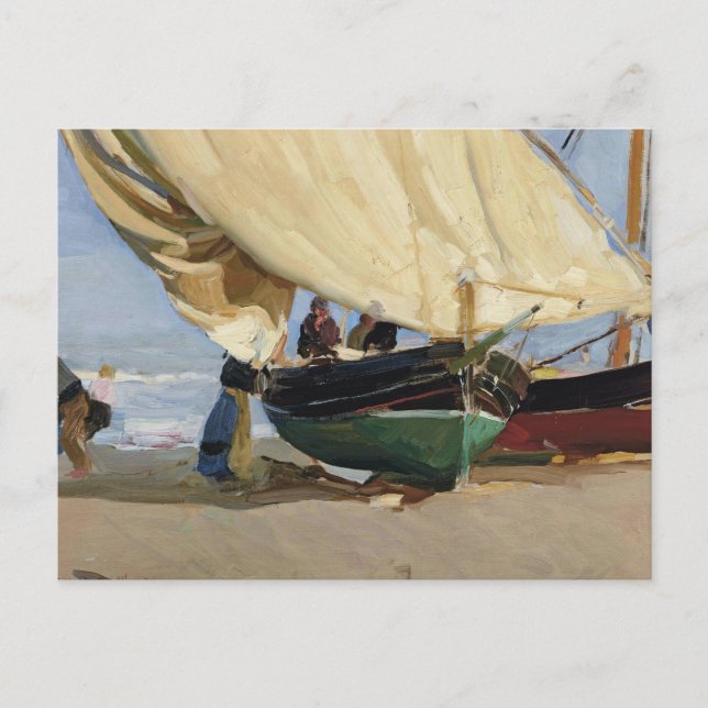 Joaquin Sorolla - Pescadores. Barcas varadas Postkarte (Vorderseite)