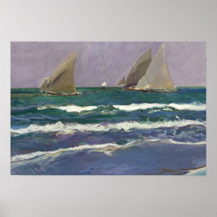 Joaquin Sorolla - Segel im Meer Poster