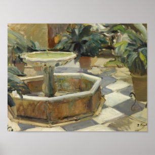 Joaquin Sorolla - Springbrunnen im Hof Poster