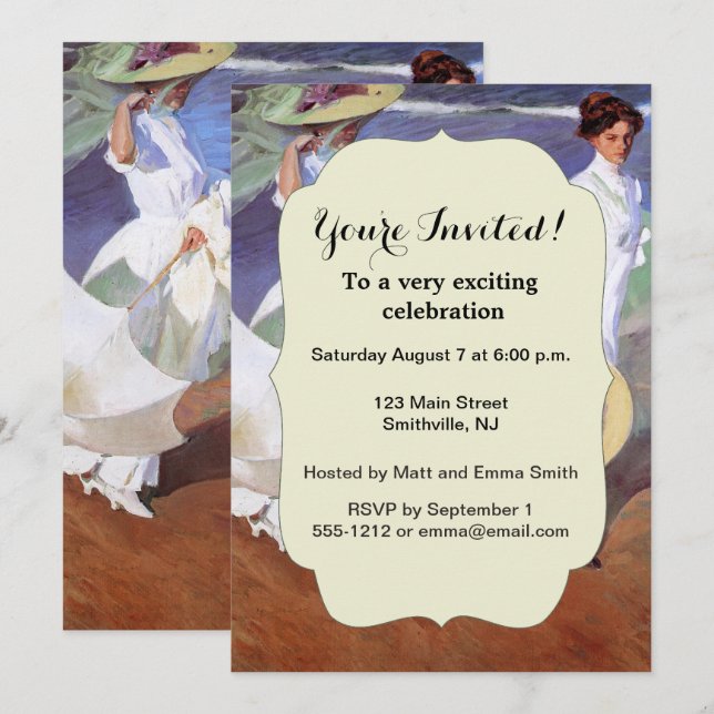 Joaquin Sorolla Women Walking Beach Einladung (Vorne/Hinten)