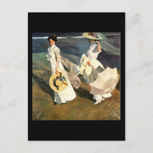 Joaquín Sorolla y Bastida Gang über den Strand Postkarte
